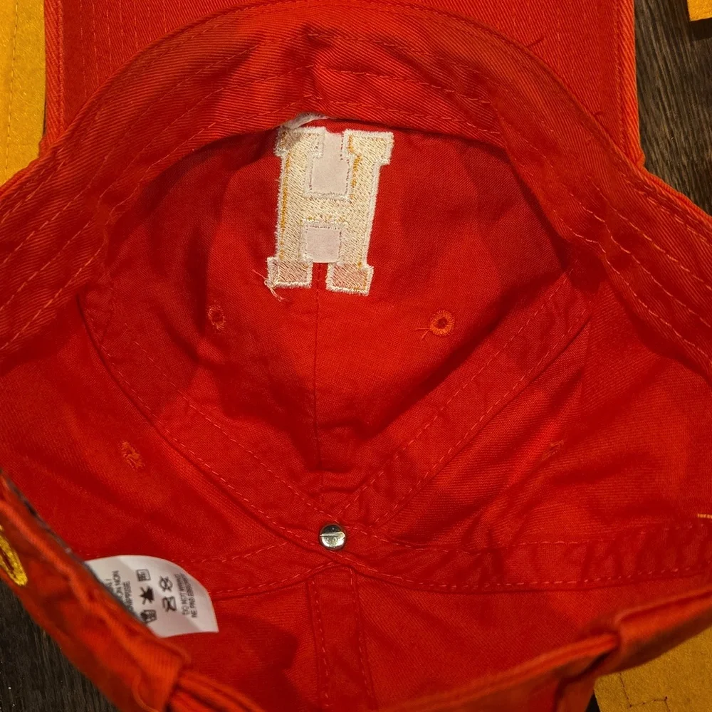 Red Football Cap with H Logo And Patches